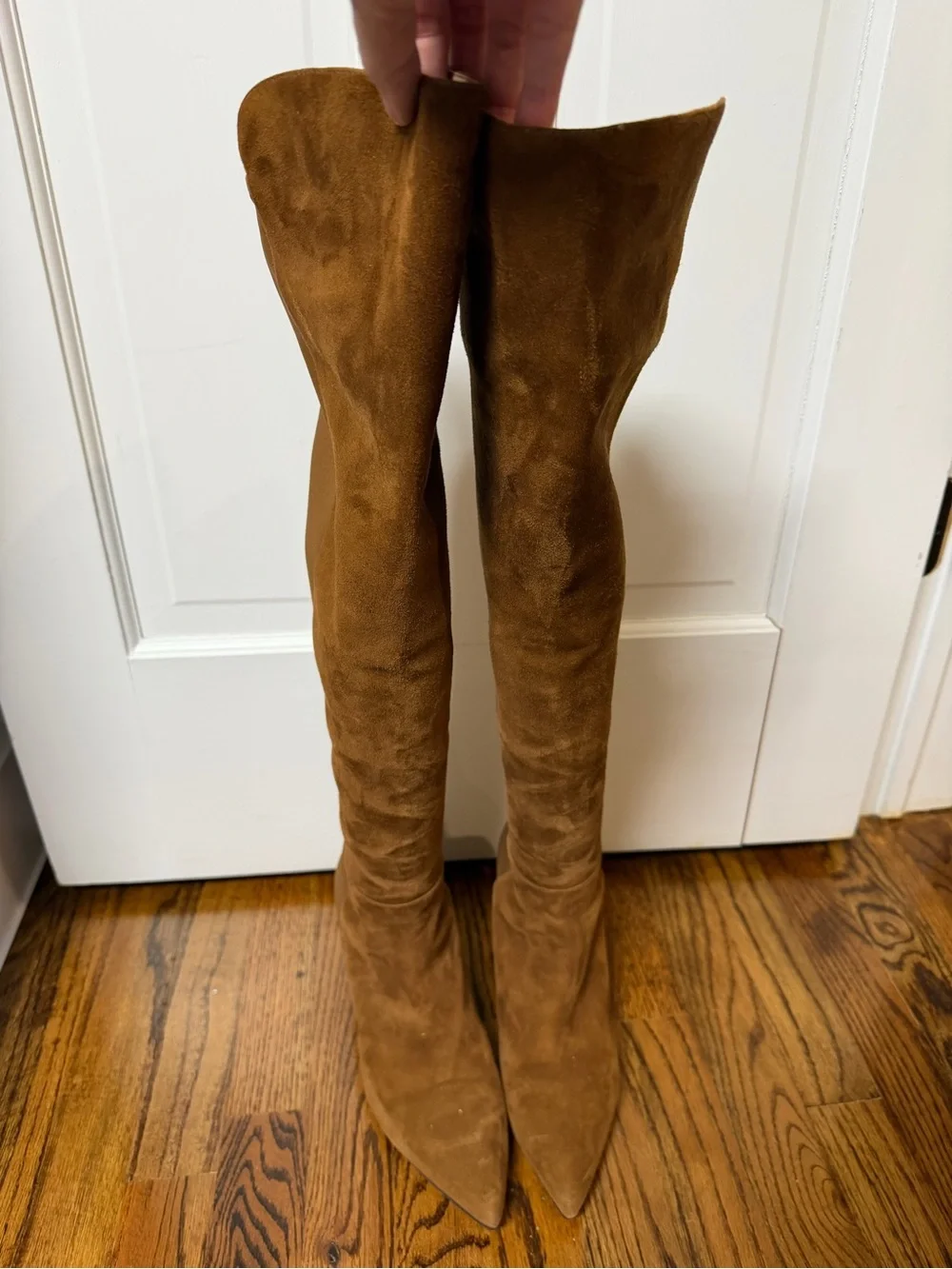 Stuart Weitzman Over-the-Knee Suede Pointed-Toe Boots - Brown